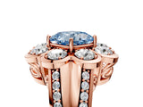 Rose gold Fancy Blue Cushion  Brilliant Flower Halo Diamond Split Shank Ring_128