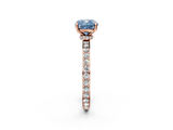 Rose gold Fancy Blue Cushion  Brilliant Pavé Band Solitaire with Four-Prong Setting_56