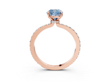 Rose gold Fancy Blue Cushion  Brilliant Pavé Band Solitaire with Four-Prong Setting_57