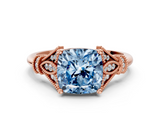 Rose gold Fancy Blue Cushion  Brilliant Solitaire with Pave Band and Four-Prong Setting_20