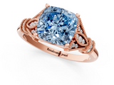 Rose gold Fancy Blue Cushion  Brilliant Solitaire with Pave Band and Four-Prong Setting_21