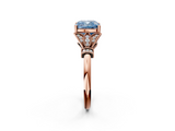 Rose gold Fancy Blue Cushion  Brilliant Solitaire with Pave Band and Four-Prong Setting_22