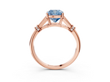 Rose gold Fancy Blue Cushion  Brilliant Solitaire with Pave Band and Four-Prong Setting_23