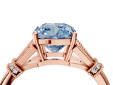 Rose gold Fancy Blue Cushion  Brilliant Solitaire with Pave Band and Four-Prong Setting_24