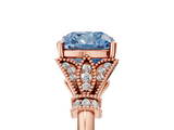 Rose gold Fancy Blue Cushion  Brilliant Solitaire with Pave Band and Four-Prong Setting_25