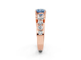 Rose gold Fancy Blue Cushion  Brilliant Solitaire with Side Stones on a Pave Band and Four-Prong Setting_26