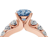 Rose gold Fancy Blue Cushion  Brilliant Solitaire with Side Stones on a Pave Band and Four-Prong Setting_28