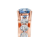 Rose gold Fancy Blue Cushion  Brilliant Solitaire with Side Stones on a Pave Band and Four-Prong Setting_29