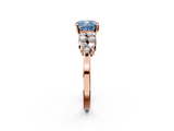 Rose gold Fancy Blue Cushion  Cluster Diamond Engagement Ring with Pavé Band and Four-Prong Setting_64