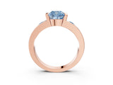 Rose gold Fancy Blue Cushion Cut Brilliant Channel-Set Diamond Ring with Bezel Prong Setting_3