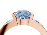 Rose gold Fancy Blue Cushion Cut Brilliant Channel-Set Diamond Ring with Bezel Prong Setting_4