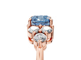 Rose gold Fancy Blue Cushion Cut Brilliant Diamond Cluster Accent Solitaire Ring with Prong Setting_5