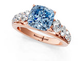 Rose gold Fancy Blue Cushion Cut Brilliant Diamond Pavé Band with Six-Prong Setting_13
