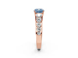 Rose gold Fancy Blue Cushion Cut Brilliant Diamond Pavé Band with Six-Prong Setting_14