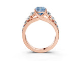 Rose gold Fancy Blue Cushion Cut Brilliant Diamond Pavé Band with Six-Prong Setting_15