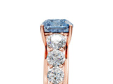 Rose gold Fancy Blue Cushion Cut Brilliant Diamond Pavé Band with Six-Prong Setting_17
