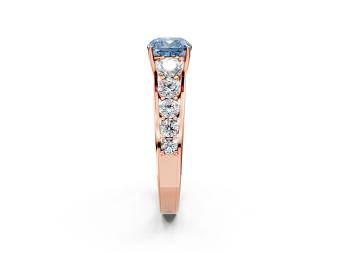 Rose gold Fancy Blue Cushion Cut Brilliant Diamond Pavé Band with Six-Prong Setting_2
