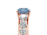 Rose gold Fancy Blue Cushion Cut Brilliant Diamond Pavé Band with Six-Prong Setting_5