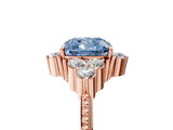 Rose gold Fancy Blue Cushion Cut Brilliant Diamond with Cluster Setting on a Beaded Band and Four-Prong Setting_5