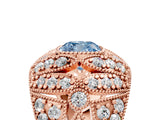 Rose gold Fancy Blue Cushion Cut Brilliant Halo Pave Diamond Milgrain Ring_5