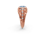 Rose gold Fancy Blue Cushion Cut Brilliant Milgrain Filigree Diamond Ring with Square Prong Setting_14