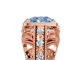 Rose gold Fancy Blue Cushion Cut Brilliant Milgrain Filigree Diamond Ring with Square Prong Setting_17