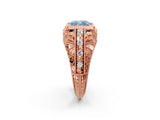 Rose gold Fancy Blue Cushion Cut Brilliant Milgrain Filigree Diamond Ring with Square Prong Setting_8