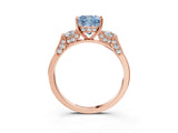 Rose gold Fancy Blue Cushion Cut Brilliant Three-Stone Pave Band with Four-Prong Setting_3