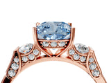Rose gold Fancy Blue Cushion Cut Brilliant Three-Stone Pave Band with Four-Prong Setting_4