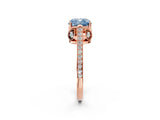 Rose gold Fancy Blue Cushion  Cut Cathedral Pave Diamond Engagement Ring with Six-Prong Setting_34