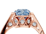 Rose gold Fancy Blue Cushion  Cut Cathedral Pave Diamond Engagement Ring with Six-Prong Setting_36