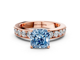 Rose gold Fancy Blue Cushion  Cut Channel Set Diamond Engagement Ring with Four-Prong Setting_228