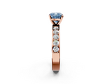 Rose gold Fancy Blue Cushion  Cut Channel Set Diamond Engagement Ring with Four-Prong Setting_230