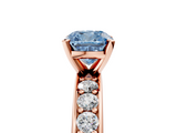 Rose gold Fancy Blue Cushion  Cut Channel Set Diamond Engagement Ring with Four-Prong Setting_233