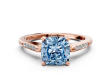 Rose gold Fancy Blue Cushion  Cut Channel Set Solitaire Engagement Ring with Four-Prong Setting_208