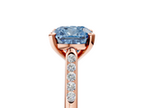 Rose gold Fancy Blue Cushion  Cut Channel Set Solitaire Engagement Ring with Four-Prong Setting_213