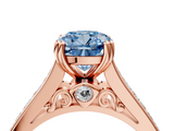 Rose gold Fancy Blue Cushion  Cut Channel Set Solitaire Engagement Ring with Prong Setting_24