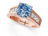 Rose gold Fancy Blue Cushion Cut Cut Channel Set Solitaire Ring with Four-Prong Setting_1