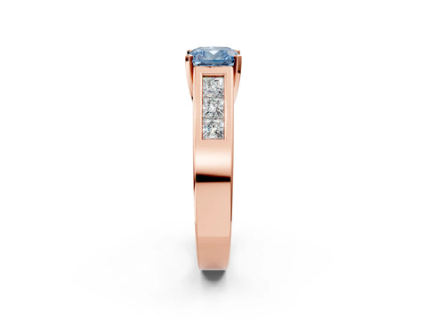 Rose gold Fancy Blue Cushion Cut Cut Channel Set Solitaire Ring with Four-Prong Setting_2