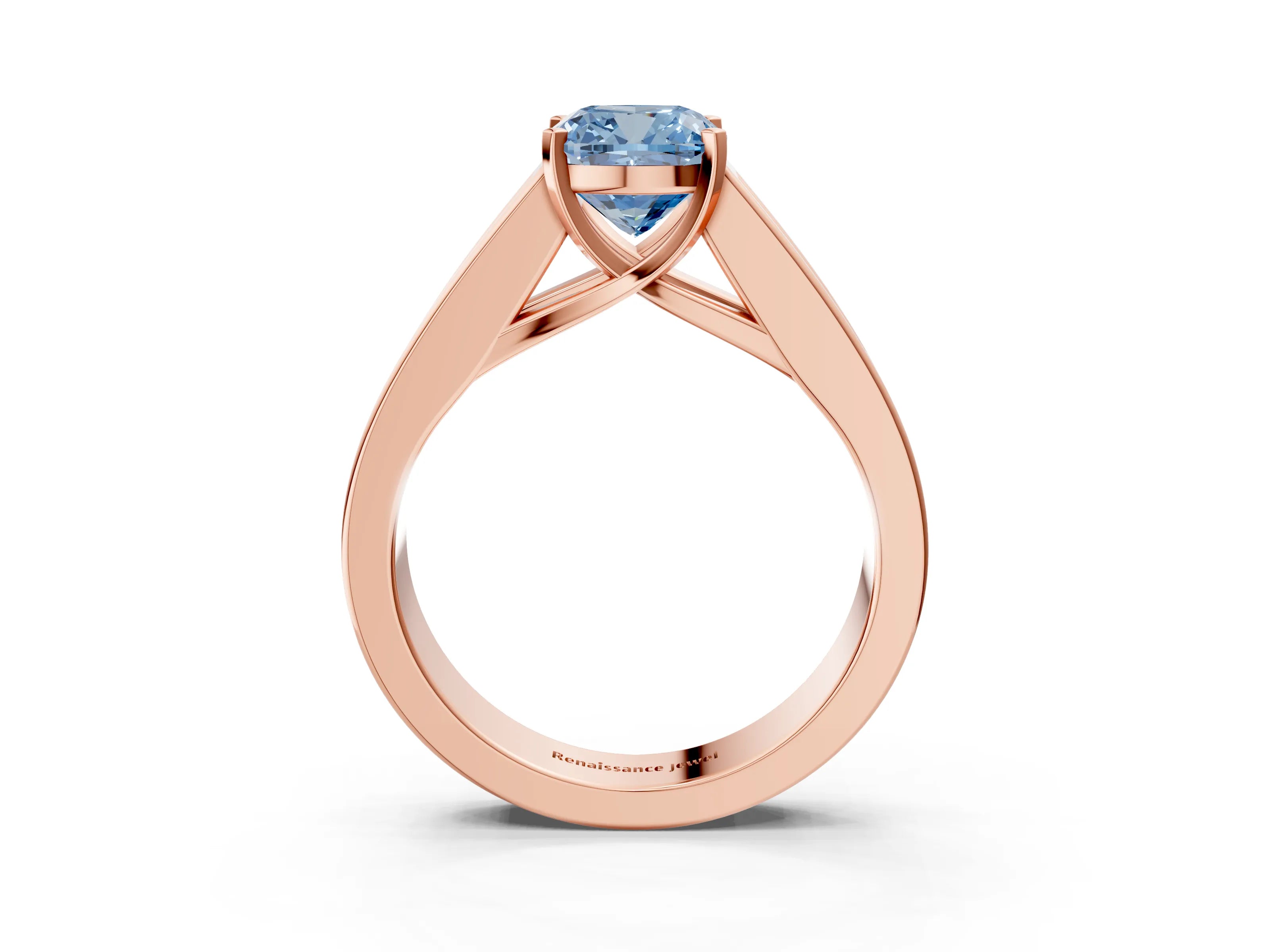 Rose gold Fancy Blue Cushion Cut Cut Channel Set Solitaire Ring with Four-Prong Setting_3