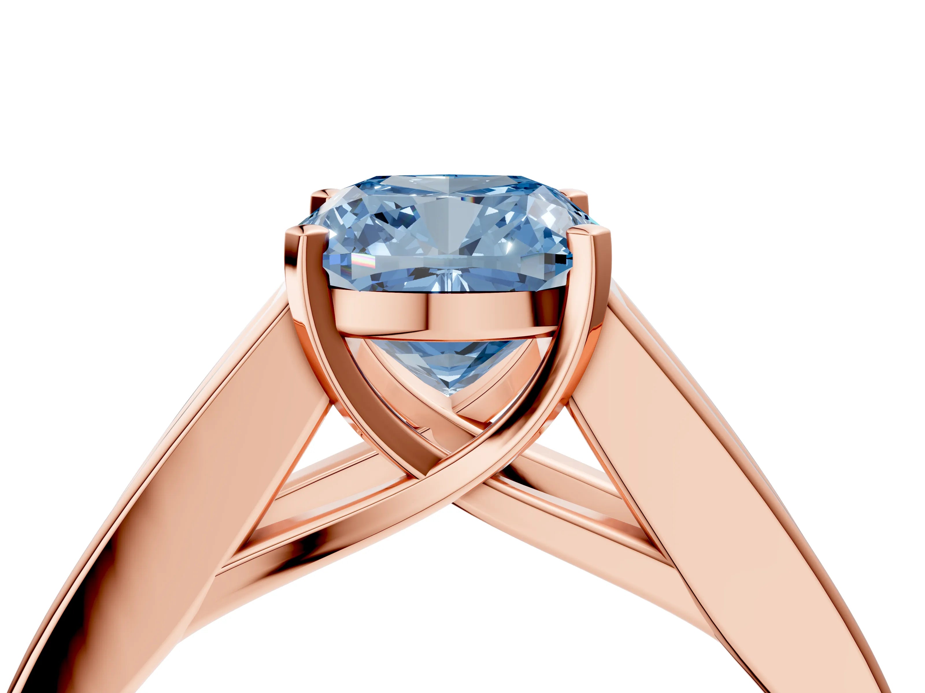 Rose gold Fancy Blue Cushion Cut Cut Channel Set Solitaire Ring with Four-Prong Setting_4