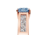 Rose gold Fancy Blue Cushion Cut Cut Channel Set Solitaire Ring with Four-Prong Setting_5