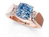 Rose gold Fancy Blue Cushion Cut Cut Diamond Channel Set Solitaire Ring with Four-Prong Setting_1
