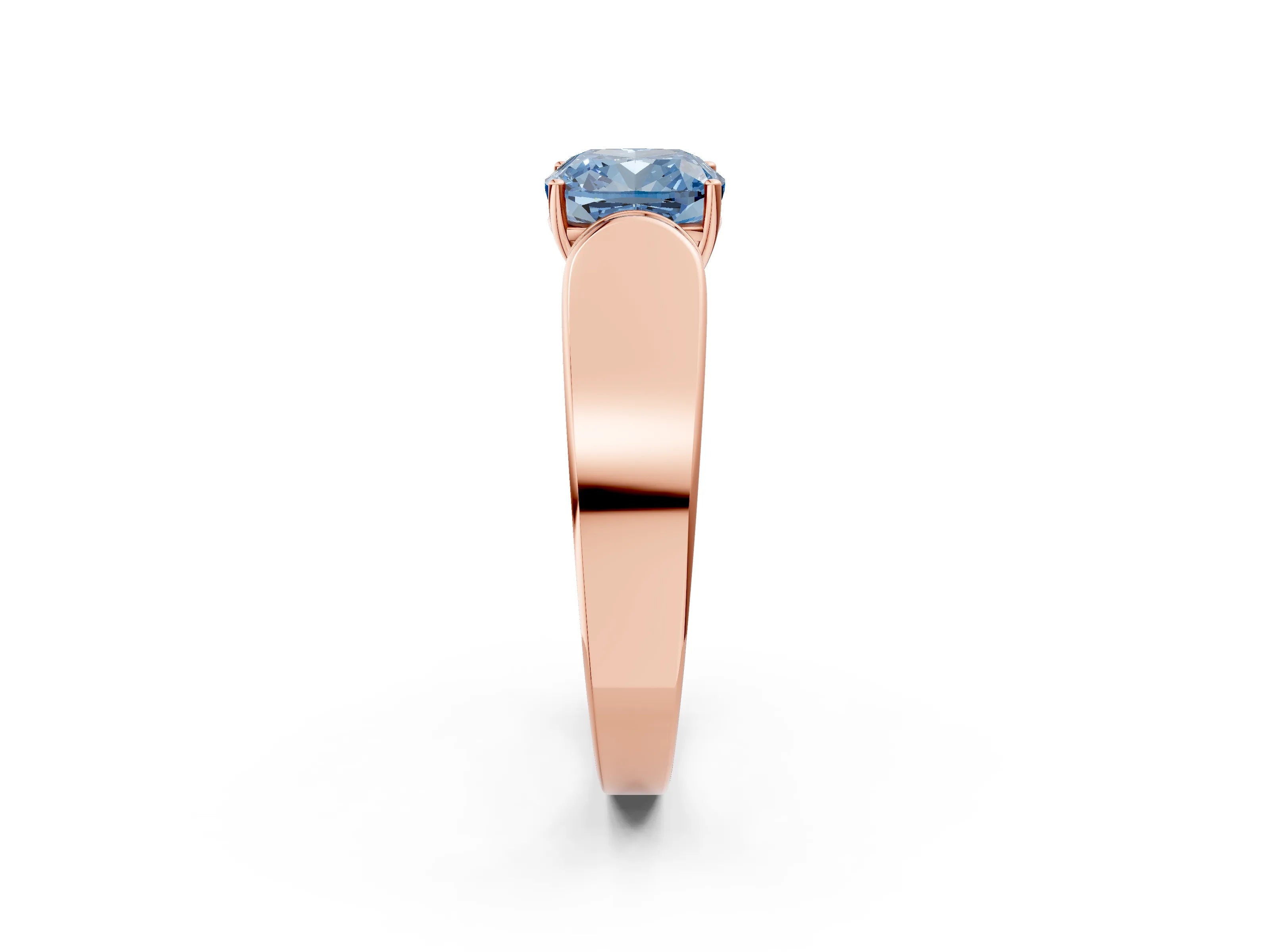 Rose gold Fancy Blue Cushion Cut Cut Diamond Channel Set Solitaire Ring with Four-Prong Setting_2