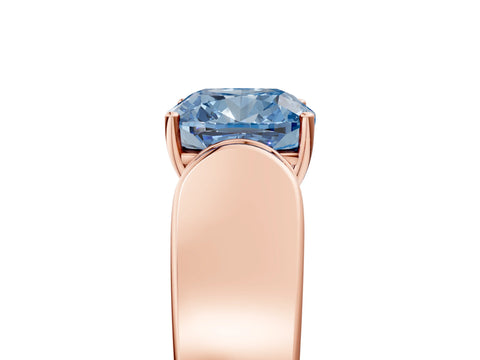 Rose gold Fancy Blue Cushion Cut Cut Diamond Channel Set Solitaire Ring with Four-Prong Setting_5