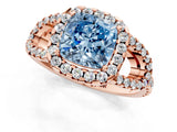 Rose gold Fancy Blue Cushion Cut Cut Diamond Halo Engagement Ring with Open Split Pavé Band_1