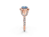 Rose gold Fancy Blue Cushion Cut Cut Diamond Halo Engagement Ring with Open Split Pavé Band_2