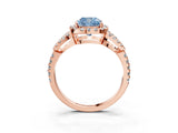 Rose gold Fancy Blue Cushion Cut Cut Diamond Halo Engagement Ring with Open Split Pavé Band_3