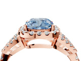 Rose gold Fancy Blue Cushion Cut Cut Diamond Halo Engagement Ring with Open Split Pavé Band_4
