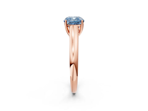 Rose gold Fancy Blue Cushion Cut Cut Diamond Solitaire Engagement Ring with Tapered Plain Band and Four-Prong Setting_2